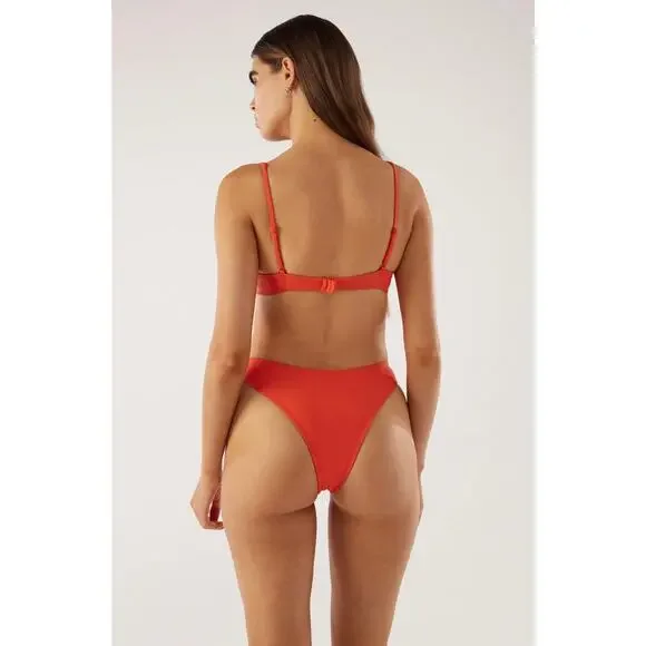OOKIOH Monaco Bikini Bottom Womens Medium Orange High Leg Ring NWT - Picture 3 of 12